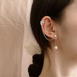 Silver Post Zircon Petal Ear Cuff Earrings