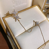 Silver Post Zircon Star Ear Cuff Earrings