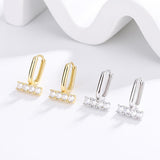 Sterling Silver 18K Gold-Plated Diamond U-Shaped Earrings