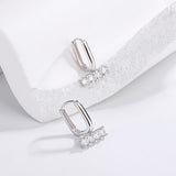 Sterling Silver 18K Gold-Plated Diamond U-Shaped Earrings