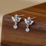 Sterling Silver Angel Wings Love Heart Earrings