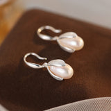 Sterling Silver Artificial Pearl Bud Ear Hook Earrings