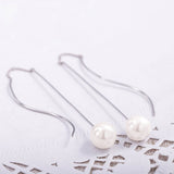 Sterling Silver Artificial Pearl Threader Earrings