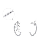 Sterling Silver Asymmetric Leaf Ear Hook Earrings