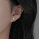 Sterling Silver Asymmetric Leaf Ear Hook Earrings