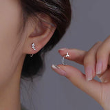 Sterling Silver Asymmetric Leaf Ear Hook Earrings