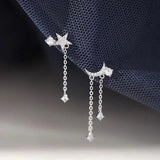 Sterling Silver Asymmetric Star And Moon Earrings