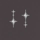 Sterling Silver Asymmetric Star Earrings