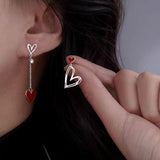 Sterling Silver Asymmetrical Love Heart Earrings