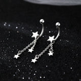 Sterling Silver Ball Screw Star Earrings