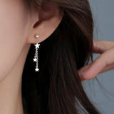 Sterling Silver Ball Screw Star Earrings