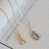 Sterling Silver Bean Pearl Clavicle Chain Necklaces