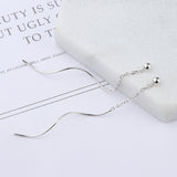 Sterling Silver Bean Threader Earrings