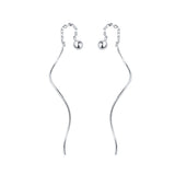 Sterling Silver Bean Threader Earrings