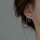 Sterling Silver Black Camellia Threader Earrings