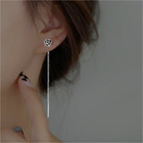 Sterling Silver Black Camellia Threader Earrings