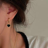 Sterling Silver Black Heart Earrings