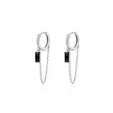 Sterling Silver Black Square Earrings