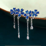 Sterling Silver Blue Flower Earrings