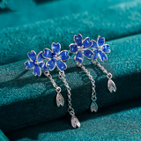 Sterling Silver Blue Flower Earrings