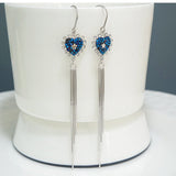 Sterling Silver Blue Heart Threader Earrings