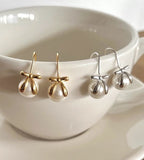 Sterling Silver Bow Artificial Pearl Earrings