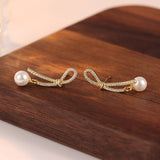 Sterling Silver Bow Pearl Earrings