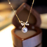 Sterling Silver Bow Pearl Necklaces