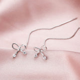 Sterling Silver Bow Threader Earrings