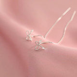 Sterling Silver Bow Threader Earrings