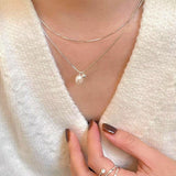 Sterling Silver Breathtaking Double Layer Artificial Pearl Necklaces