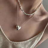 Sterling Silver Broken Silver Love Heart Necklaces