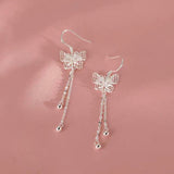 Sterling Silver Butterfly Flower Tassel Earrings