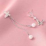 Sterling Silver Butterfly Pearl Earrings