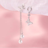 Sterling Silver Butterfly Pearl Earrings