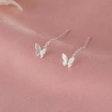 Sterling Silver Butterfly Threader Earrings