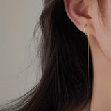 Sterling Silver C-Shaped Chain Tassel Threader Earrings