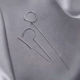 Sterling Silver C-Shaped Chain Tassel Threader Earrings