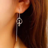 Sterling Silver Cat Threader Earrings