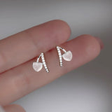 Sterling Silver Cat's Eye Heart Stud Earrings