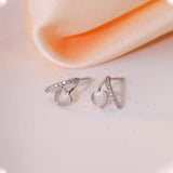 Sterling Silver Cat's Eye Heart Stud Earrings