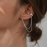 Sterling Silver Chain Ear Cuff Earrings ( 1 Pcs )