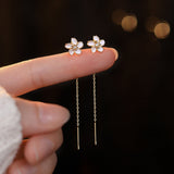 Sterling Silver Cherry Blossom Threader Earrings