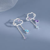 Sterling Silver Cloud and Diamond Water Drop Earrings