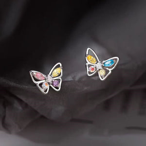 Sterling Silver Colorful Butterfly Studs