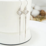 Sterling Silver Crown Heart Threader Earrings