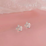 Sterling Silver Crown Stud Earrings