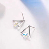 Sterling Silver Crystal Sugar Cube Triangle Earrings