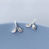 Sterling Silver Cute Leaf Sprouting Earrings