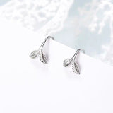 Sterling Silver Cute Leaf Sprouting Earrings